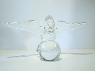 Steuben Crystal Eagle On Globe Sculpture 12 1/8 " James Houston Ball Sphere Signed