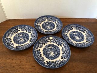 Churchill England Blue Willow Saucers,  Set Of 4