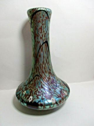 Okra Iridescent Bottle Vase - Signed D.  Barras