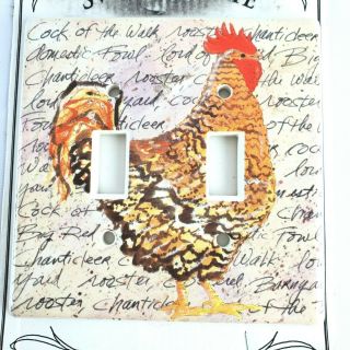 Santa Barbara Ceramic Design Chicken Rooster Double Switch Plate Sbcd