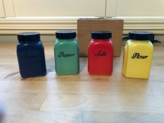 Mckee Fired On Primary Rainbow Colors Roman Arch Design 4 Pc Shaker Set