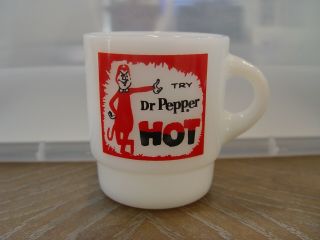 Fire - King Drink Dr Pepper Hot Soda Advertising Milk Glass Coffee Mug