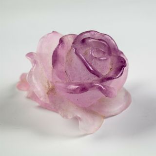 Attributed Daum Pate De Verre French Art Glass Purple Rose Sculpture Nr Asis Kpb