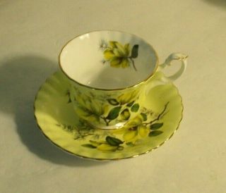 Royal Albert Bone China Pale Yellow With Yellow Flower English Tea Cup & Saucer