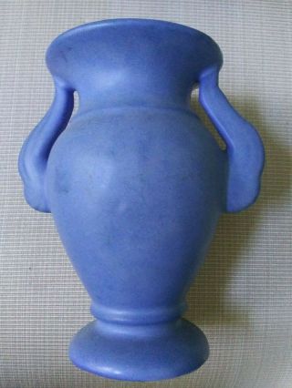 Vintage Niloak Pottery Double Handled Blue Vase - Mkd / Signed