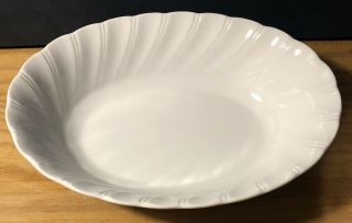 White Fine Porcelain China Yorkshire Japan Swirled Oval 10 1/4 " Serving Bowl