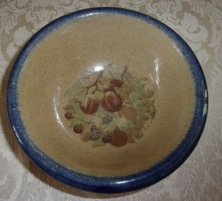 Vintage Monroe Salt Pottery Maine Fruit Pattern Bowl 6 3/4 "
