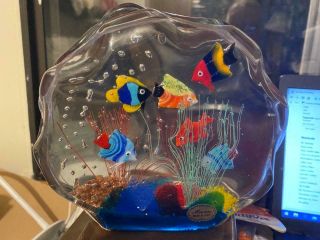 1950s Murano Art Glass Fish Aquarium Sculpture Barbini Cenedese Label