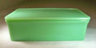 Mckee Glass Skokie Green Jadite 257 Large 8 " X 5 " Refrigerator Box & Cover -