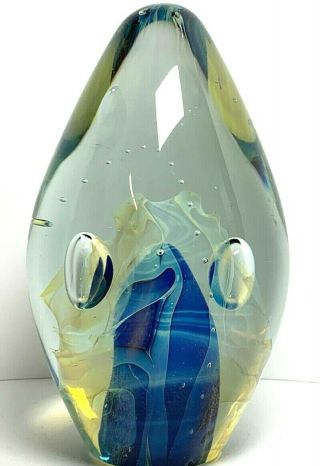 Robert C Eickholt Studio Art Glass Egg Shape Signed Dated 2001