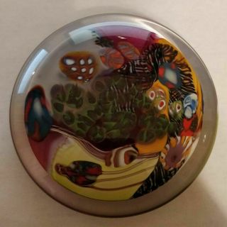 Art Glass Round Glass Paperweight By Wes Hunting Studio - Unique