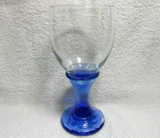 Fire & Light Signed & 7 Recycled Glass Cobalt Blue 1 Water/wine Goblet 7 " Ofc