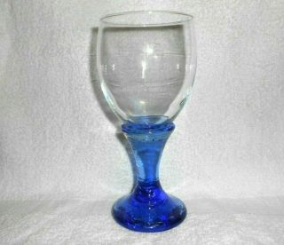 Fire & Light Signed & 7 Recycled Glass Cobalt Blue 1 Water/Wine Goblet 7 