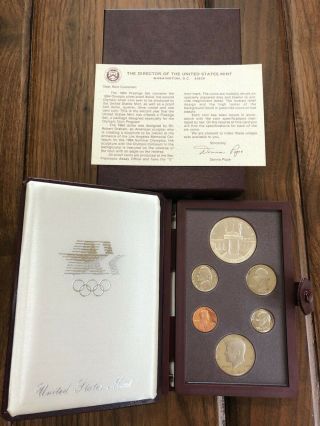1984 - S Prestige Us Proof Set With Olympic Silver Dollar In Presentation Box