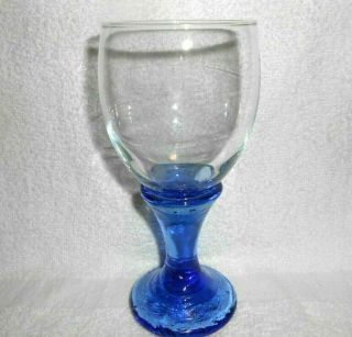 Fire & Light Signed & 12 Recycled Glass Cobalt Blue 1 Water/Wine Goblet 7 