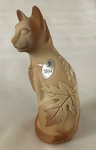 Fenton 2008 " Foliage " Chocolate Cameo Carved Kelsey Murphy Stylized Cat 5065tr