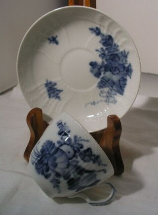 Royal Copenhagen Denmark Porcelain Blue Flower Braided Basketweave Cup/saucer
