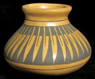 Signed Antonio M Eagle Feather Hand Made Ceramic 2.  5 " X 3.  75 " Vase