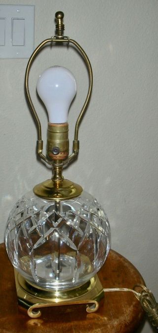 Vintage Waterford Crystal & Brass Lismore Accent Table Lamp 18 " Old Mark Ireland