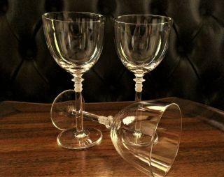 3 Hoya Glass Entasis Clear Blown Crafted,  7 1/4 " Red Wine Stems W Frosted Knobs