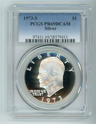 1973 S Silver Eisenhower Dollar $1 Pcgs Pr69dcam 38579411