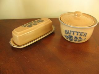 Pfaltzgraff Folk Art Covered Butter Dish Round Butter Tub With Lid Made In Usa