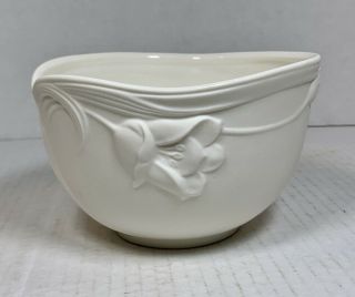 Hand Crafted Gorham China Bowl - Brilliant White With Embossed Linen Flowers