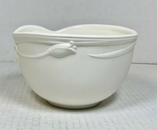Hand Crafted GORHAM China Bowl - Brilliant White with Embossed Linen Flowers 3