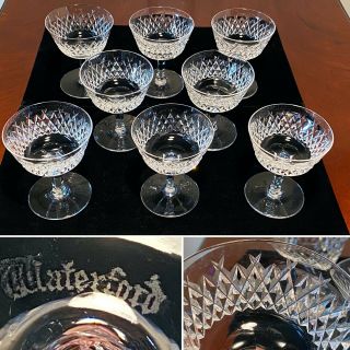 Set Of 8 Vintage Waterford Crystal Alana 3 Oz.  Liqueur Cordial Port Wine Glasses