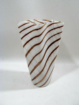 Test Test Italian Murano Glass Mezza Filigrana Fazzoletto Handkerchief Vase