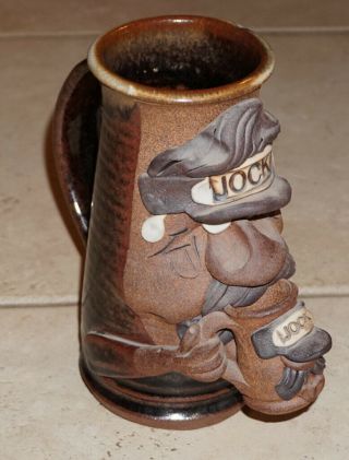 Mahon Hand Made Stoneware Funny Face Beer Mug 8 1/2 " Tall Jock,  Mini