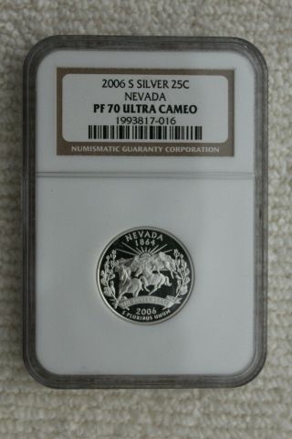 2006 - S Silver Nevada State Quarter 25c Ngc Pf70 Ultra Cameo