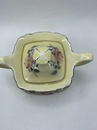Vintage Lido W.  S.  George Canarytone Sugar Bowl with Lid Florals EXC 2