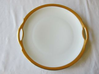 Antique Stouffer China Bavaria Handled Cake Plate W/hand Painted Gold Gilt Edge