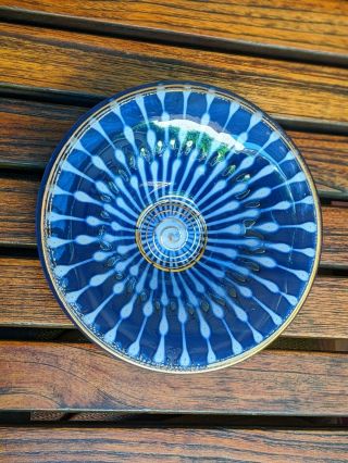 Mcm Studio Signed - Higgins - Fused Art Glass Bowl – Cobalt Blue,  Gold