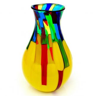 Signed Rare World Class Murano Ballarin Coloured Pezzato Studio Freeform Vase