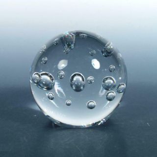 Licio Zanetti Murano Italian Art Glass 5 " Magnum Bullicante Bubble Paperweight