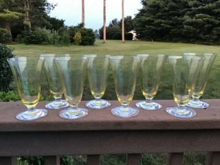Fostoria Fairfax Yellow Topaz Color Ice Tea Goblets Set Of (8) 5 1/4” 9 Oz
