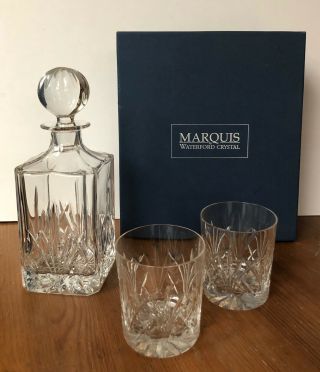 Marquis Waterford Brookside Decanter W/ Double Old Fashioned Glasses Gift Set