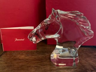 Baccarat Crystal Horse Cheval Head Bust Figurine Sculpture With Box