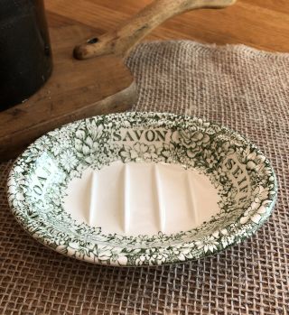 Mason’s Crabtree & Evelyn Wedgwood Soap Dish Bowl London Green & White