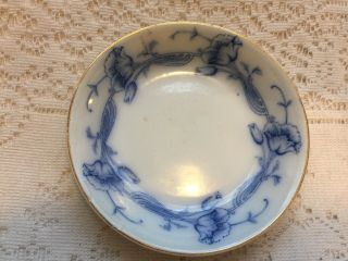 Atq Burgess Leigh Burslem Semi Porcelain England Raleigh Flow Blue Sauce Bowl 5 "