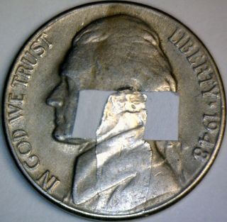 1948d Error Large Lamination Jefferson Nickel Coin Huge Planchet Peeling Up Nr