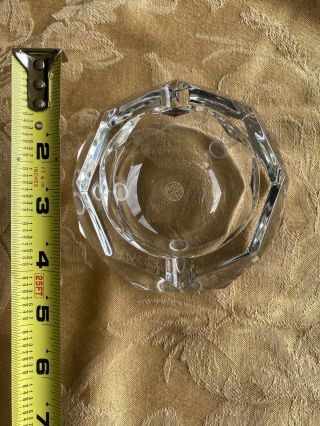 Perfect Signed Baccarat Crystal Diamond Faceted Ashtray 4 1/2” "