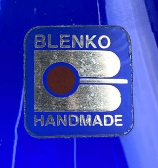 Blenko Handmade Mid Century Modern Cobalt Blue Art Glass 874 Decanter Bottle CCW 2