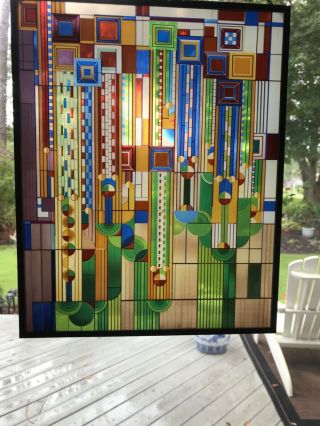 (faux) Frank Lloyd Wright Stained Glass Window Panel (13.  5 X 12)