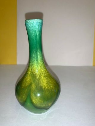 Vintage Pottery Green Drip Glaze Mini Jug Pitcher Vase Yellow 5 "