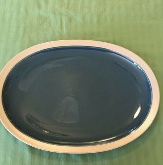 Mikasa Stone Craft Blue Center Tan Rim Dinner Platter - 15 1/4 " X 11 3/8 "