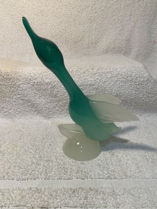 Vintage Made In Italy Murano Green Art Glass Duck Goose