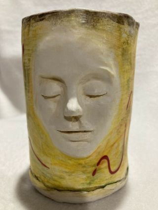 Ceramic Studio Pottery Mug Cup With Face